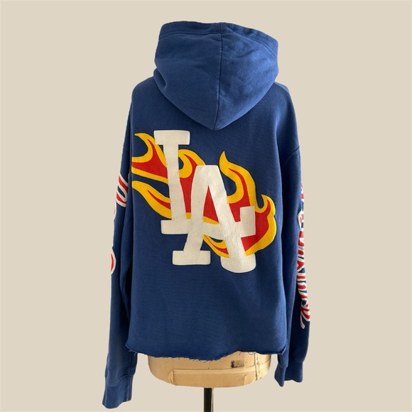 Blue Graphic Hoodie with Red and Yellow Accents - Picture 4 of 6